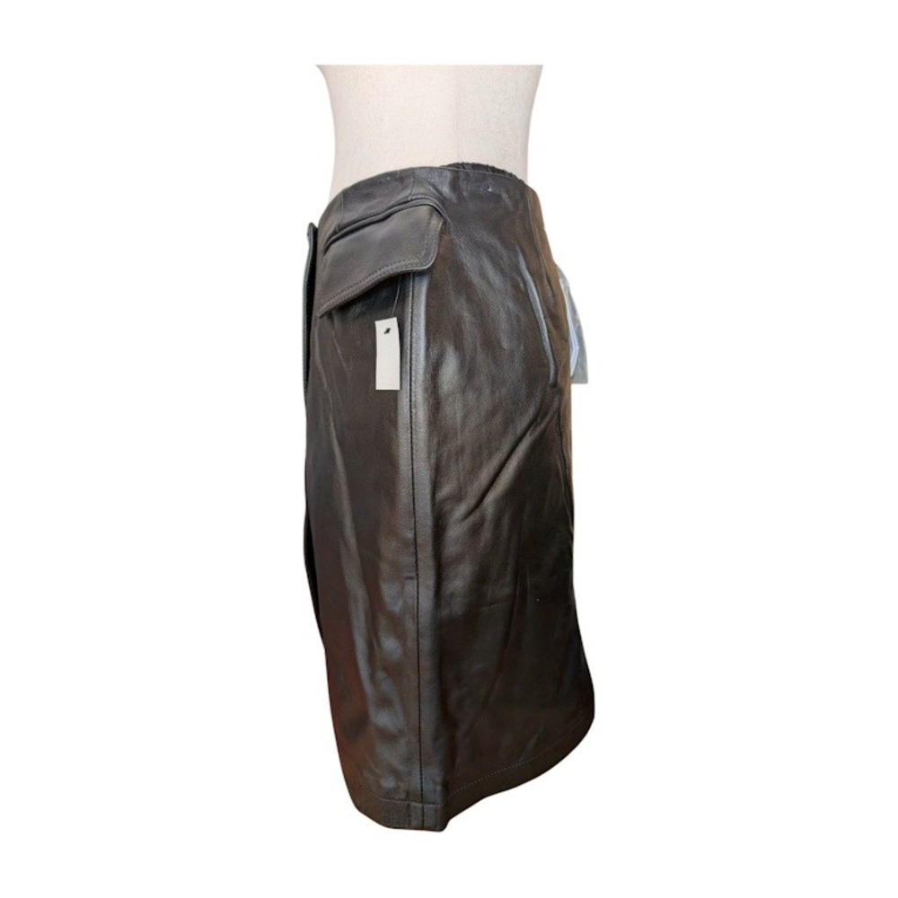 MM6 Maison Margiela Leather Wrap Skirt Black‎ Button Detail Midi Skirt Sz 42 NWT - Picture 3 of 12
